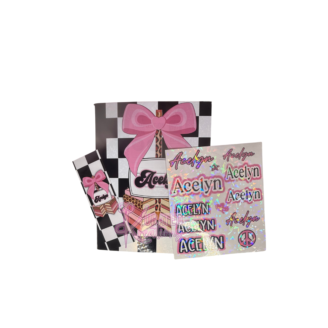๐ Back to School Personalized Bundle | Notebook + Bookmark + Sticker Sheet