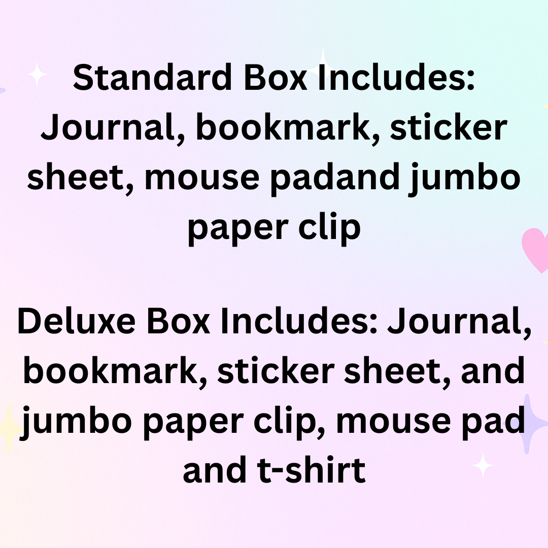 Teacher Appreciation Gift Box | Standard or Deluxe | Journal, Bookmark, Sticker Sheet, Mouse Pad, Jumbo Paper Clip & Optional T-Shirt