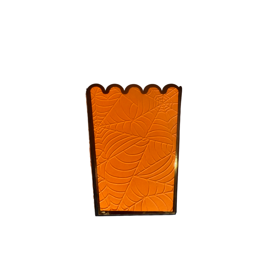 Halloween Popcorn Boxes – Orange & Black with Embossed Spider Web | Spooky Party Favor & Treat Containers