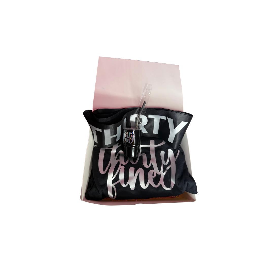 Thirty Fine Birthday Gift Box for Her – Includes Shirt, Black Sash & Shot Glass Tumbler Gift Box for Her, Birthday Gift Box for Her