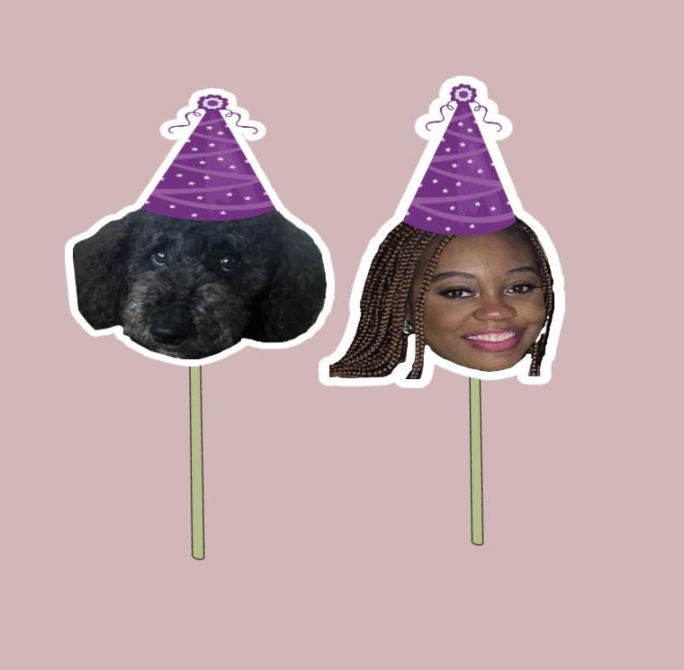 Custom Face Cupcake topper, Dog face cupcake topper, Custom cupcake topper for birthday party