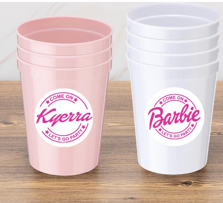 Pink Doll Favor, Barb Stadium Cup, Dolly Cup, 16 oz Doll Cup