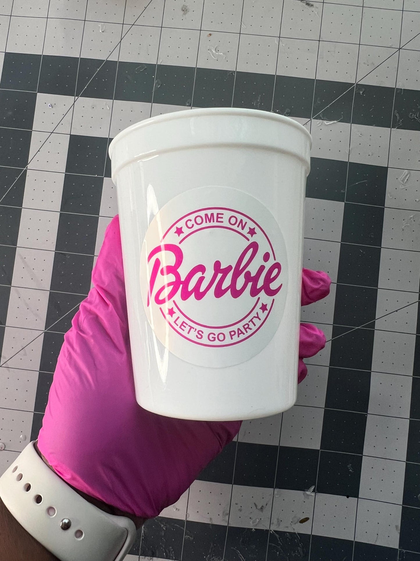 Pink Doll Favor, Barb Stadium Cup, Dolly Cup, 16 oz Doll Cup