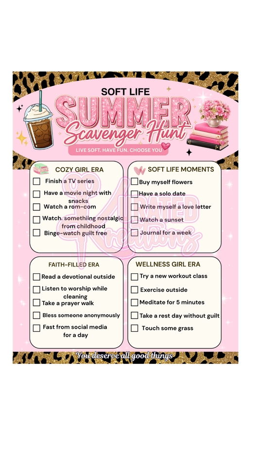 Soft Life Summer Scavenger Hunt Bundle | Editable Canva Template