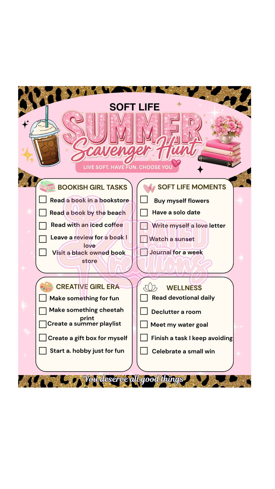 Soft Life Summer Scavenger Hunt Bundle | Editable Canva Template