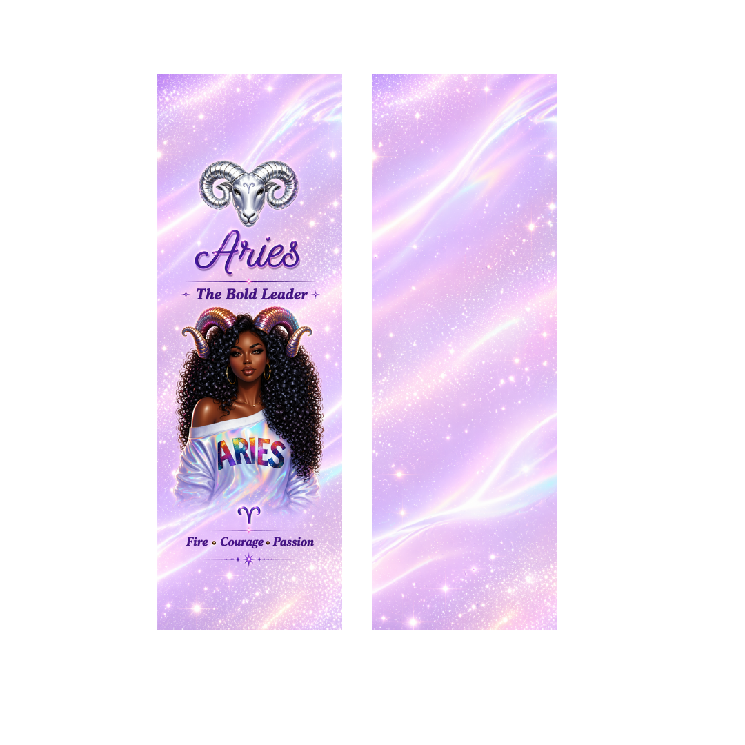 Aries Goddess Bookmark Set | Black Girl Magic Zodiac Gift | Pastel Luxe Astrology Bundle | Affirmation Card + Sticker | Aries Gift for Her