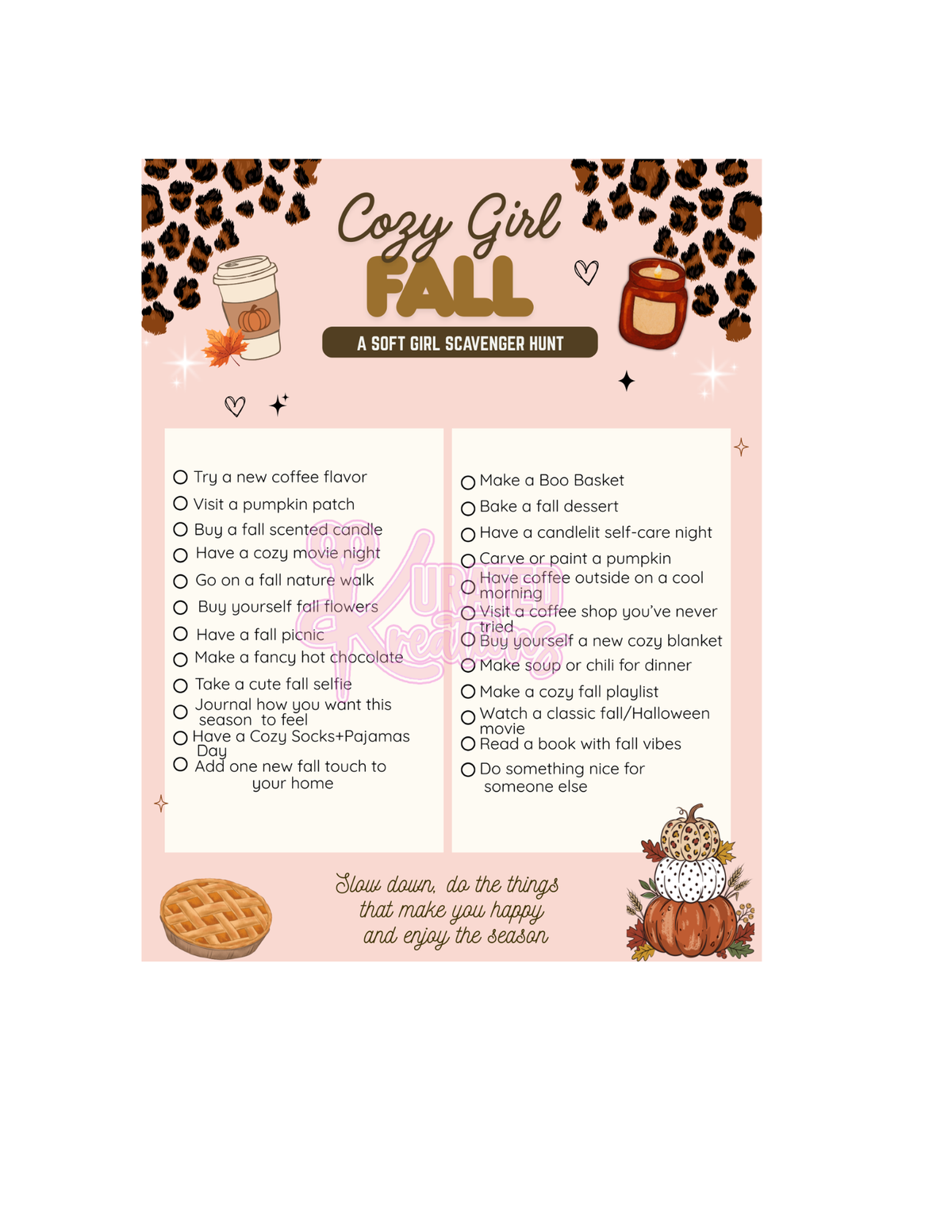 Cozy Girl Fall Scavenger Hunt | Printable + Editable Canva Template