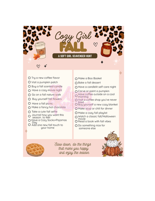 Cozy Girl Fall Scavenger Hunt | Printable + Editable Canva Template
