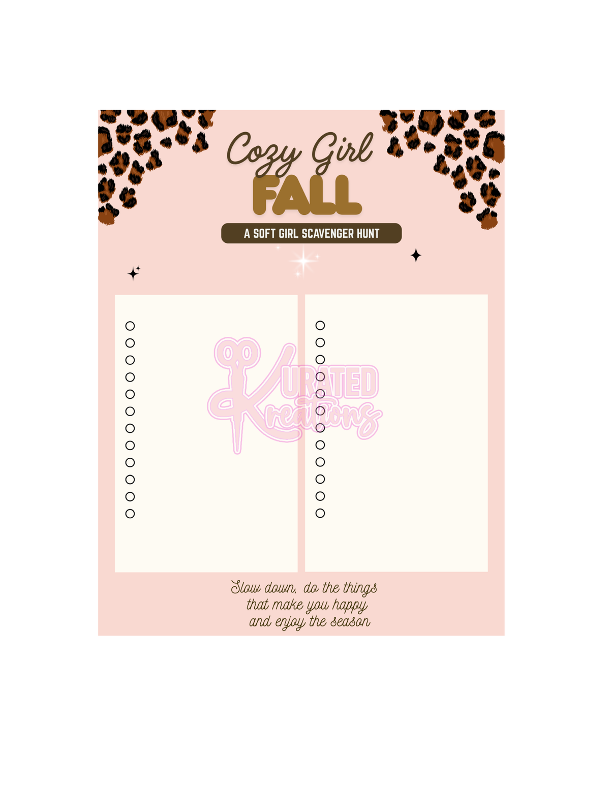 Cozy Girl Fall Scavenger Hunt | Printable + Editable Canva Template
