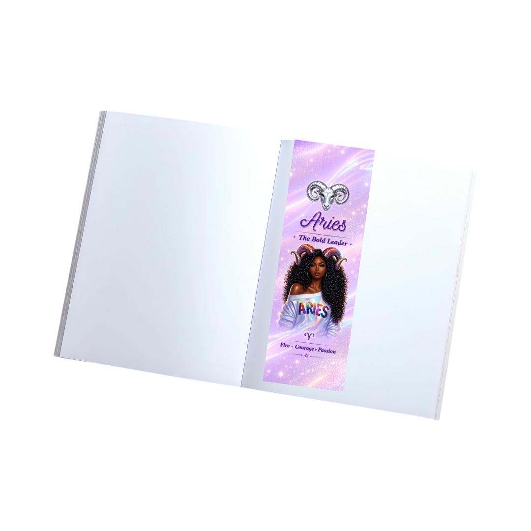 Aries Goddess Bookmark Set | Black Girl Magic Zodiac Gift | Pastel Luxe Astrology Bundle | Affirmation Card + Sticker | Aries Gift for Her