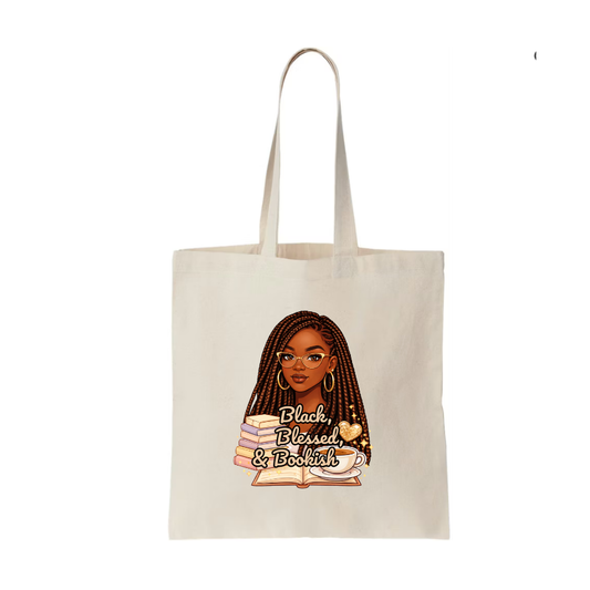 Black, Blessed & Bookish – Luxe Canvas Tote