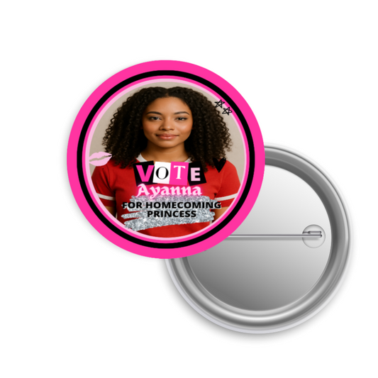 Homecoming Queen Buttons | Vote for Homecoming Queen Pinback Button | Spirit Week Campaign Pins | Pep Rally Buttons | School Election Badge