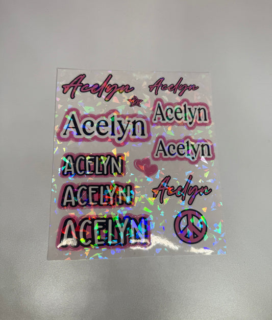 Custom Sticker Sheet – Personalized Name, Color & Theme | Holographic, Matte, or Glossy Finish