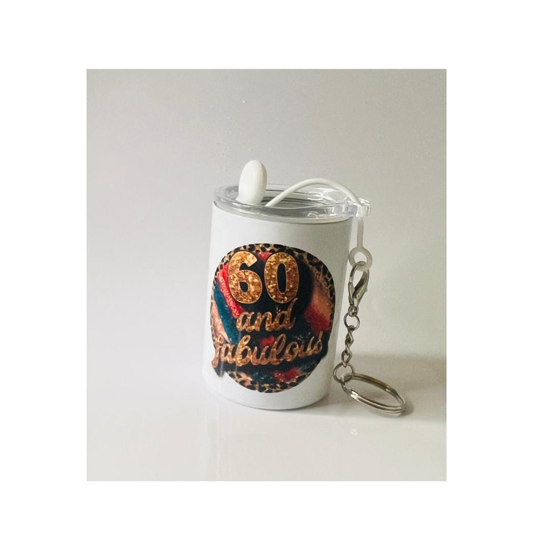 60 and Fabulous Shot Glass – 3 oz White Sublimation Gift – Milestone 60th Birthday Favor – Sixty and Fabulous Glass