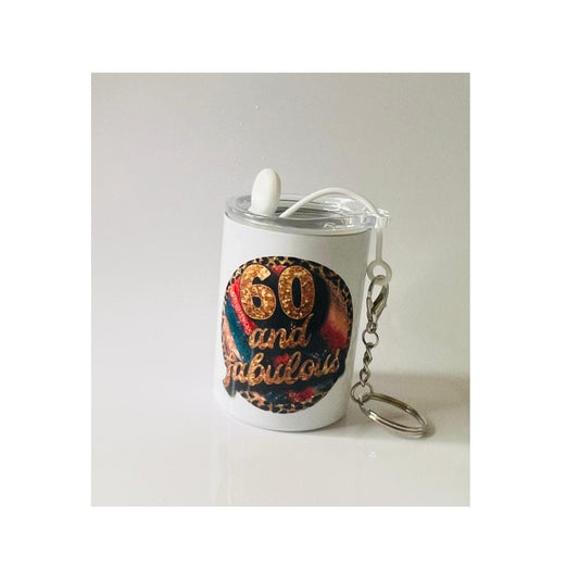 60 and Fabulous Shot Glass – 3 oz White Sublimation Gift – Milestone 60th Birthday Favor – Sixty and Fabulous Glass
