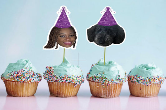 Custom Face Cupcake topper, Dog face cupcake topper, Custom cupcake topper for birthday party