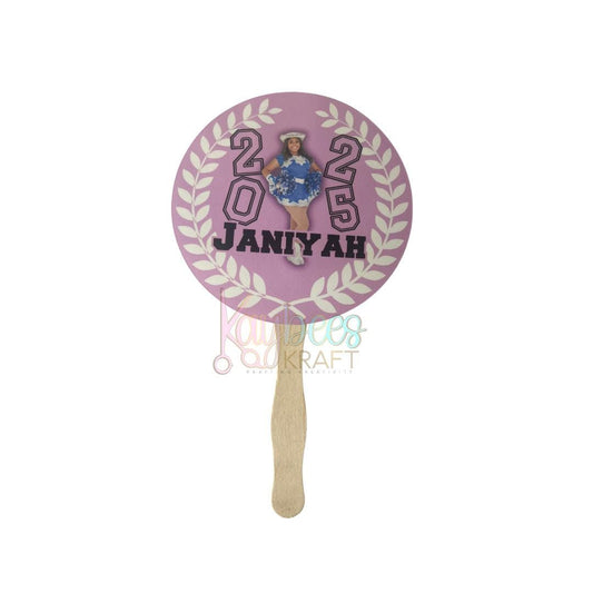 Pink Round Graduation Fan | Custom 7x7" Grad Fan | Personalized Graduation Party Favor | Class of 2025 Keepsake | Graduation Hand Fan