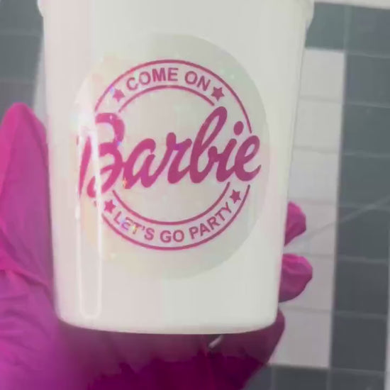 Pink Doll Favor, Barb Stadium Cup, Dolly Cup, 16 oz Doll Cup